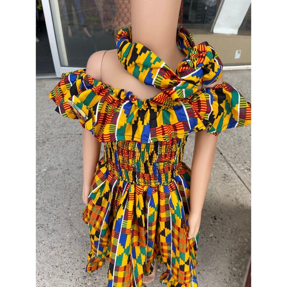 Kids African clothing for girls African kente Ankara Danshiki dress - Picture 3 of 5